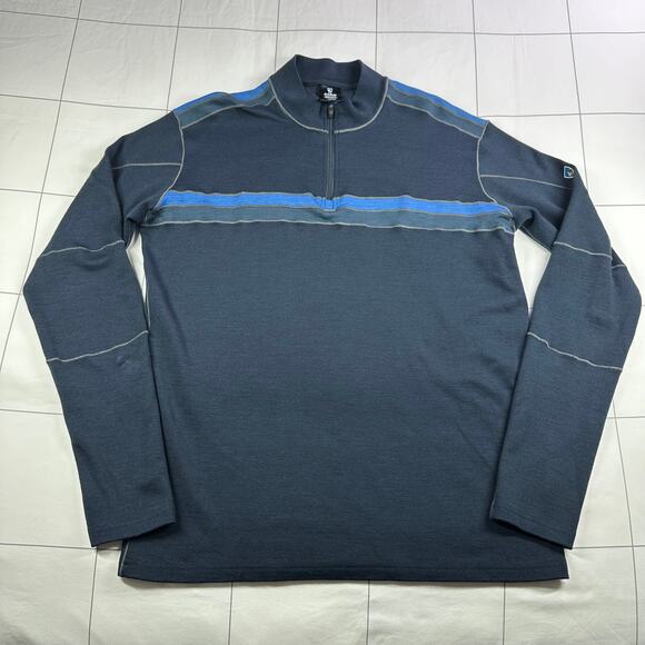 Kuhl Pullover Mens Large Blue Downhill Racr 1/4 Zip Merino Wool Outdoor Layer - Picture 1 of 10